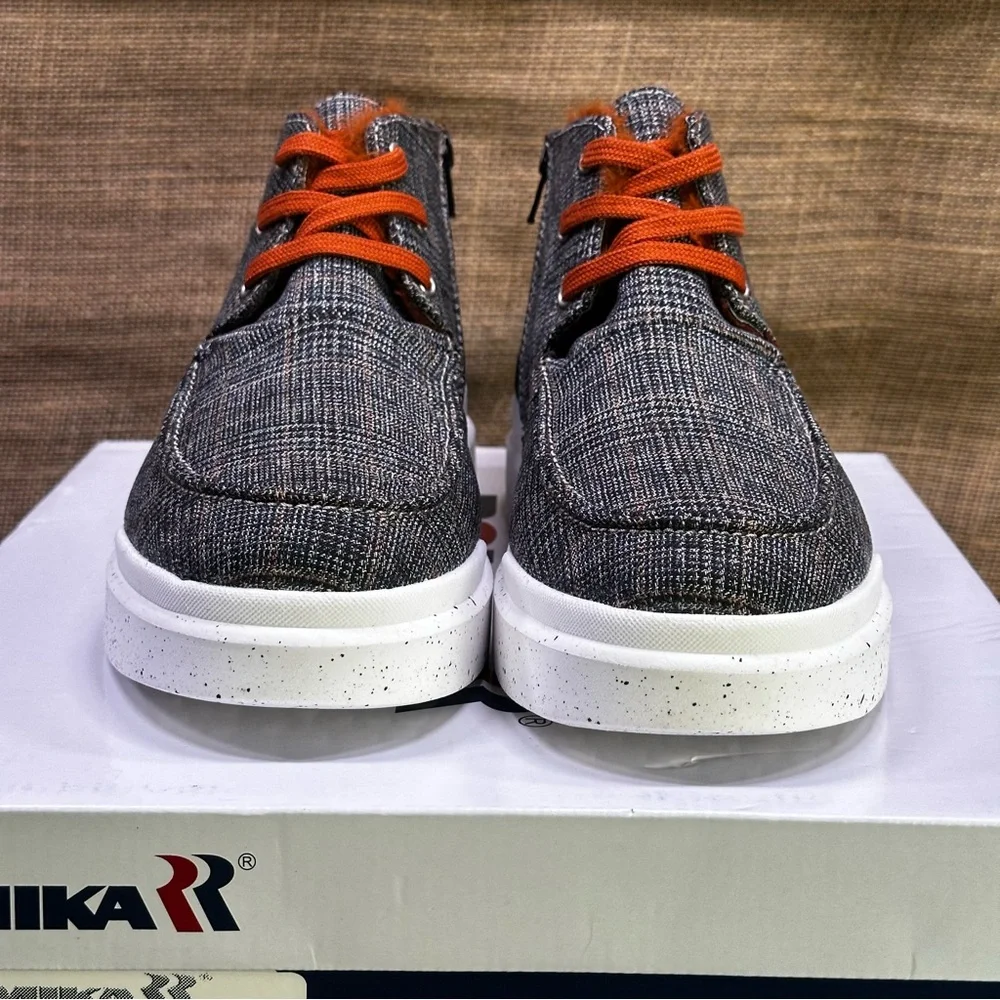 Romika Helsinki 02 brown & orange plaid high hi‎ top sneakers boots size 8